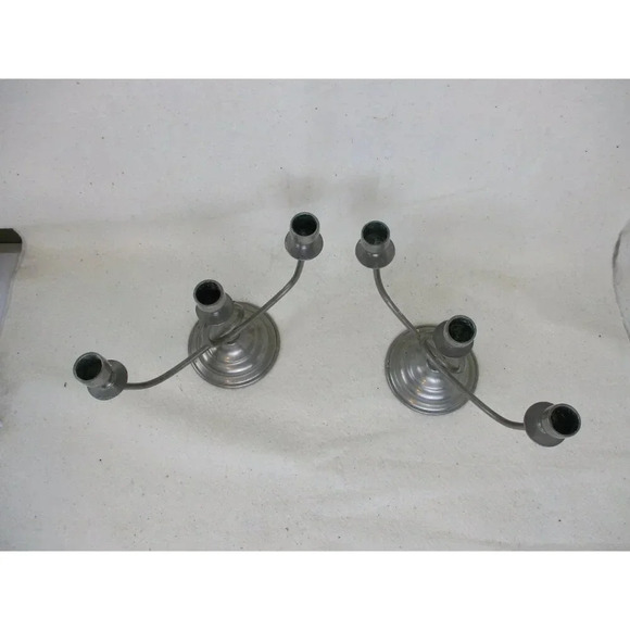 Plymouth Pewter candelabra three arm‎ USA model #84013 Candle holder Anniversary - Picture 8 of 8